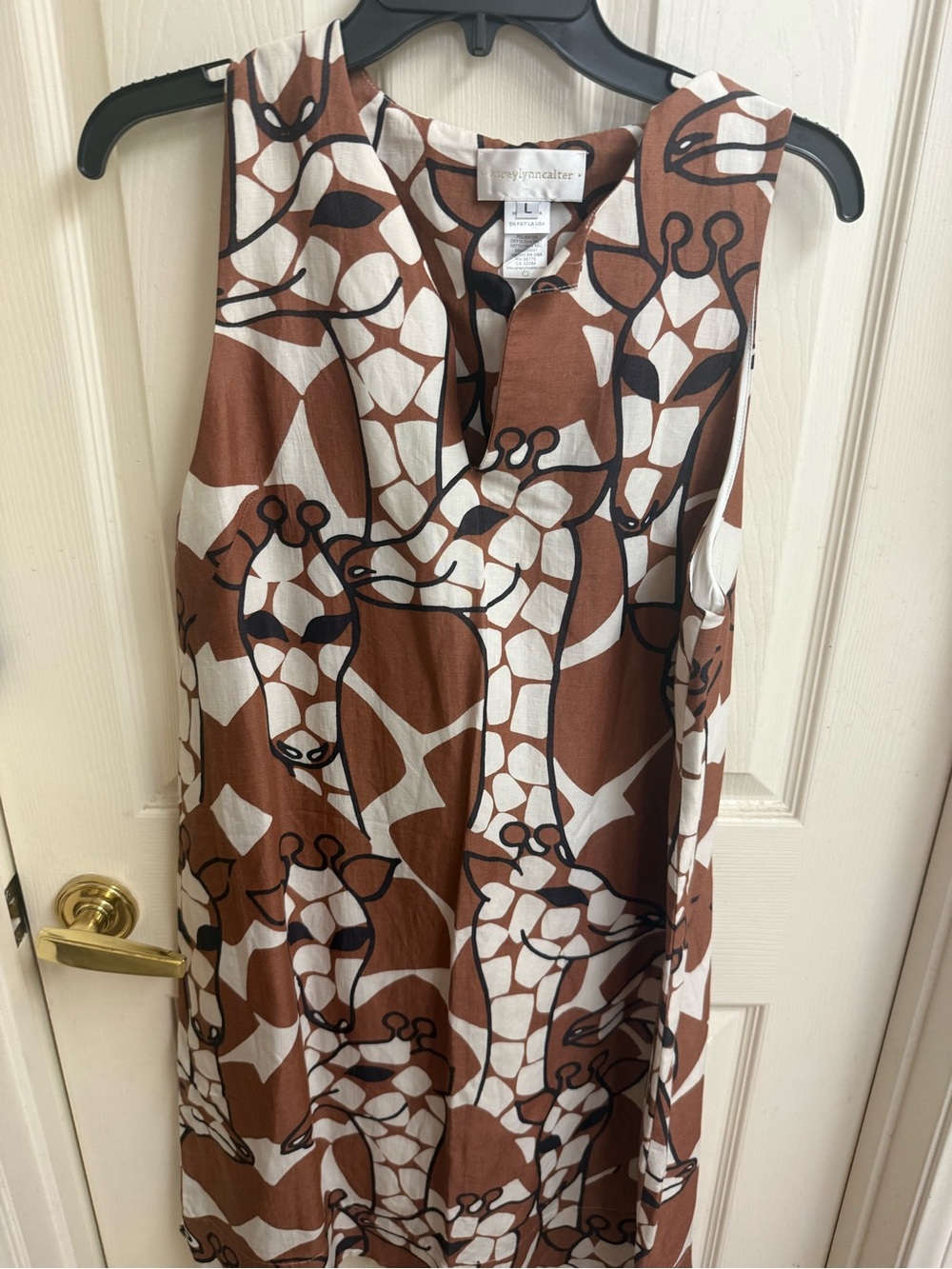 Corey Lynn Calter Brown and White Giraffe-Print Mini Dress